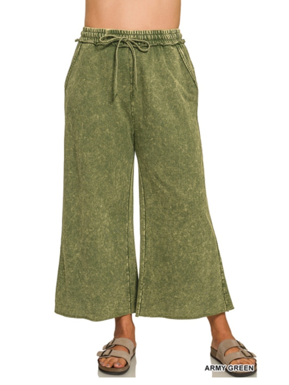 12 1X - 3X ❤️Zenana army green WASHED FRENCH TERRY
FLARE PANTS
